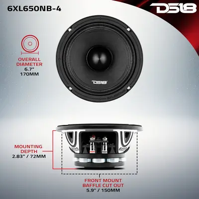 DS18 6XL650NB-4DS18  6.5” NEODYMIUM MID 325 WATTS RMS 4-OHM