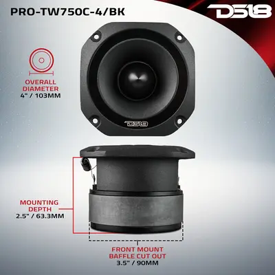 DS18 DS18 PRO-TW750C-4/BK DS18 PRO 4" 200W TWEETER
