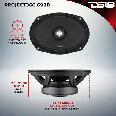 DS18 PROJECT360.694B DS18 PROJECT360 300W 6X9" MIDRANGE SPK