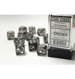 Chessex CHX23608 Translucent: 16mm D6 Smoke/White (12)