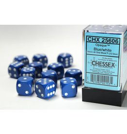 Chessex CHX25606 Opaque: 16mm D6 Blue/White (12)