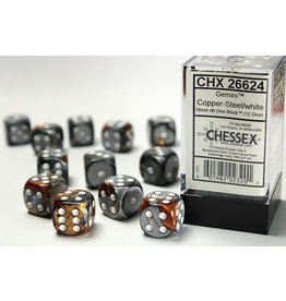 Chessex CHX26624 Gemini: 16mm D6 Copper Steel/White (12)