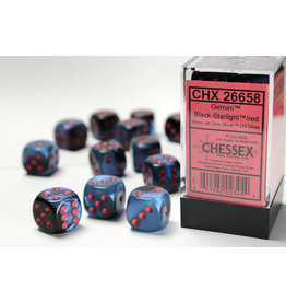 Chessex CHX26658 Gemini 7: 16mm D6 Black Starlight/Red (12)