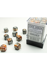 Chessex CHX26824 Gemini: 12mm D6 Copper Steel/White (36)