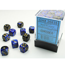 Chessex CHX26835 Gemini 3: 12mm D6 Black Blue Gold/Black (36)