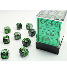 Chessex CHX26845 Gemini 5: 12mm D6 Black Gray/Green (36)