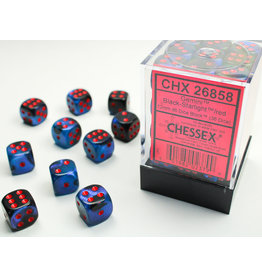 Chessex CHX26858 Gemini 7: 12mm D6 Black Starlight/Red (36)