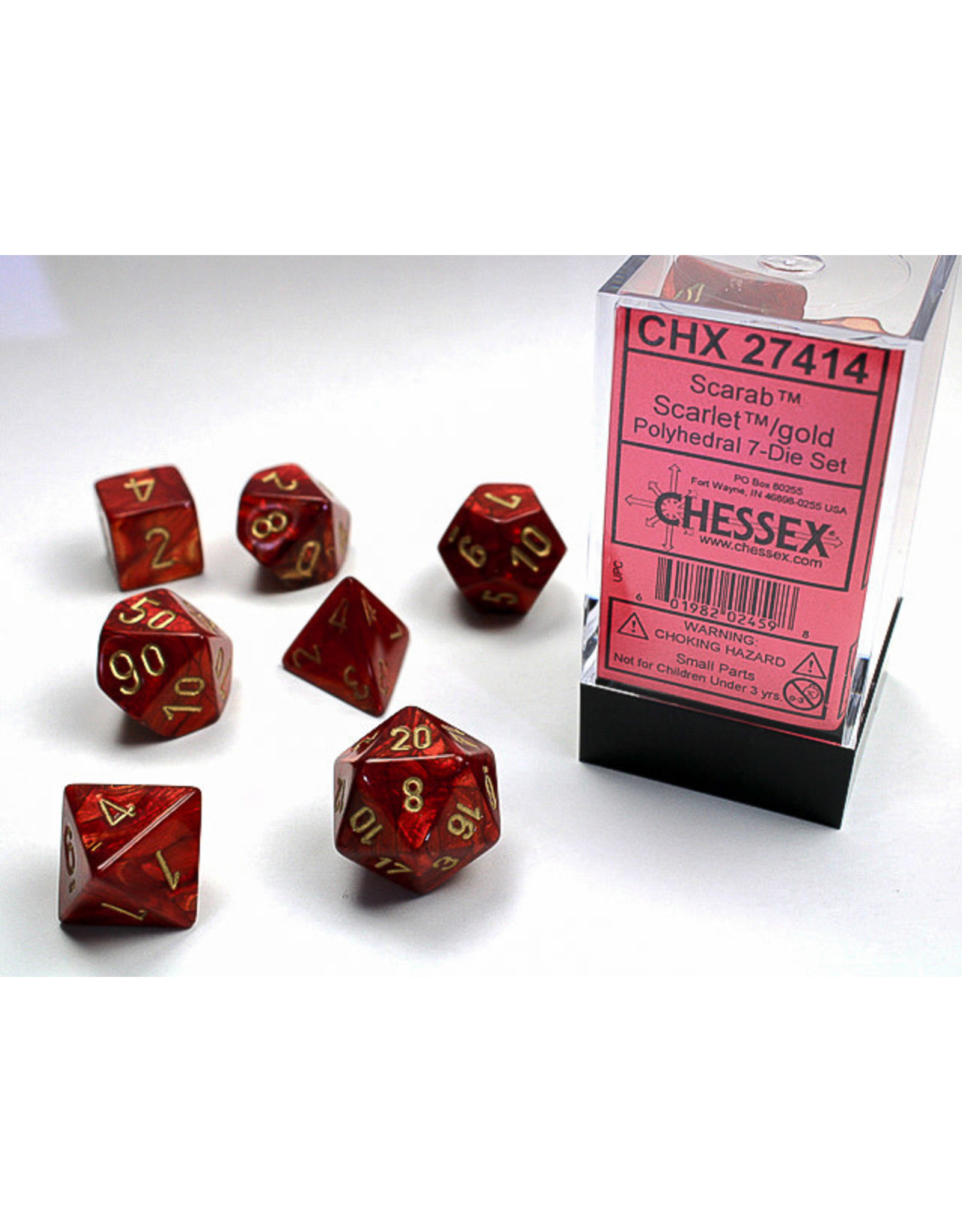Chessex CHX27414 Scarab Poly Scarlet/Gold (7)