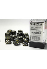 Chessex CHX27618 Leaf 16mm D6 Black/Gold/Silver (12)