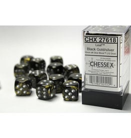 Chessex CHX27618 Leaf 16mm D6 Black/Gold/Silver (12)