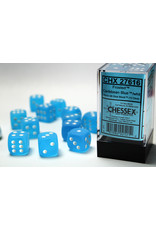 Chessex CHX27616 Frosted:16mm D6 Carib Blue/White Block (12)