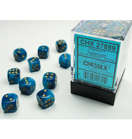 Chessex CHX27889 Phantom: 12mm D6 Teal/Gold (36)