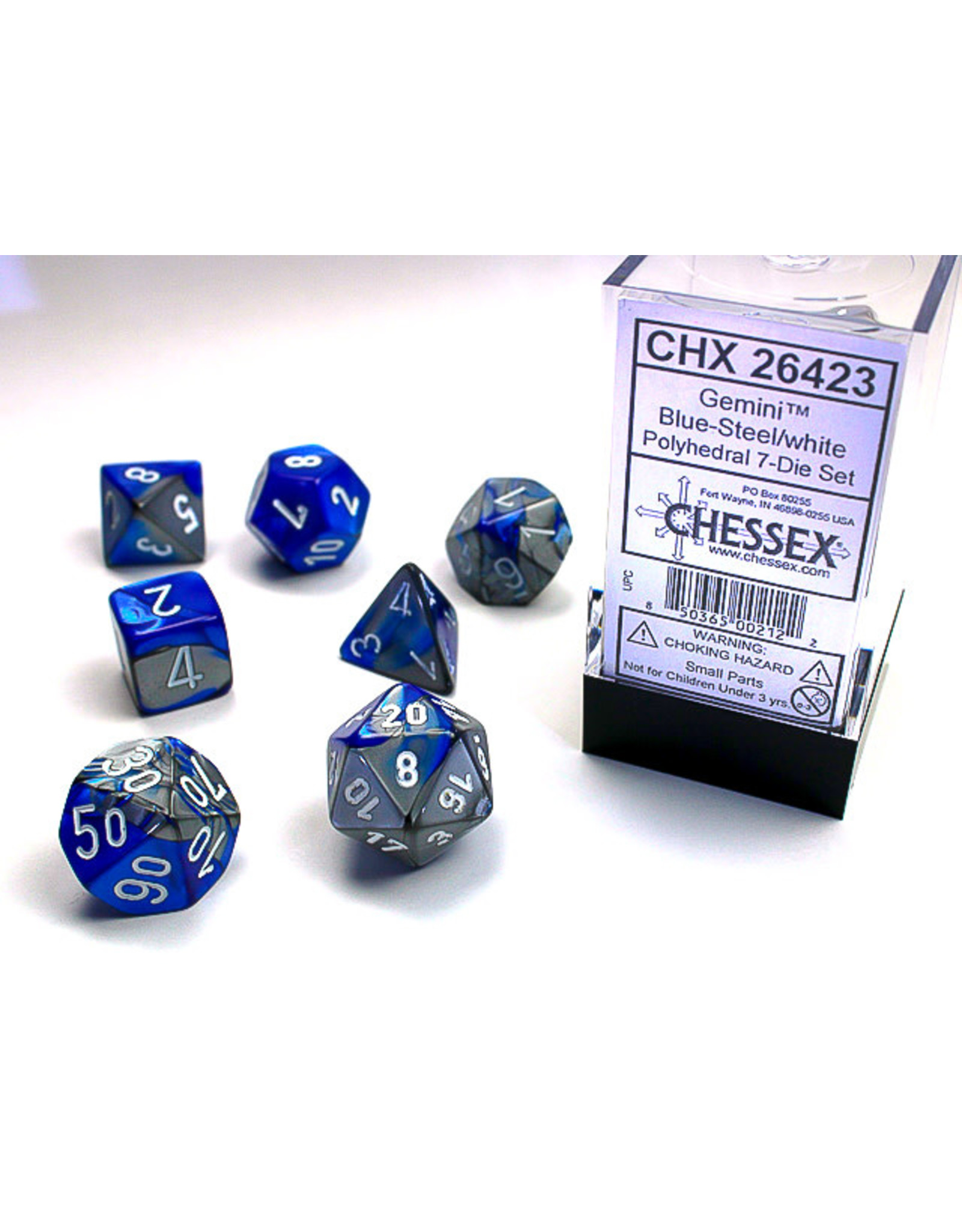 Chessex CHX26423 Gemini: Poly Blue Steel/White (7)