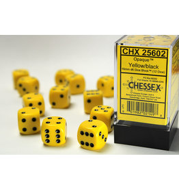 Chessex CHX25602 Opaque: 16mm D6 Yellow/Black (12)