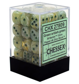 Chessex CHX27809 12mm D6 Marble Green/Dark Green (36)