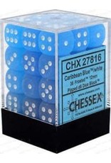 Chessex CHX27816 Frosted:12mm D6 Caribbean Blue/White Block (36)