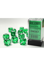 Chessex CHX23605 Translucent: 16mm D6 Green/White (12)