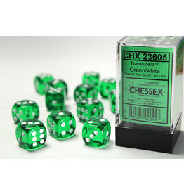 Chessex CHX23605 Translucent: 16mm D6 Green/White (12)