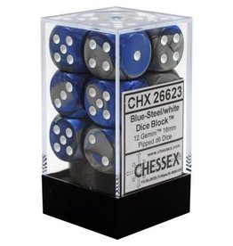 Chessex CHX26623 Gemini: 16mm D6 Blue Silver/White (12)