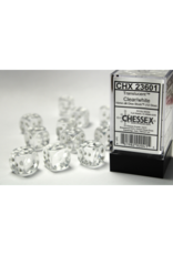 Chessex CHX23601 Translucent: 16mm D6 Clear/White (12)