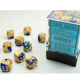 Chessex CHX26822 Gemini: 12mm D6 Blue Gold/White (36)