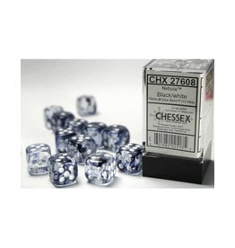 Chessex CHX27608 Nebula: 16mm D6 Black/White Block (12)