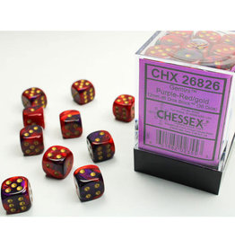 Chessex CHX26826 Gemini: 12mm D6 Purple Red/Gold (36)
