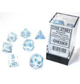 Chessex CHX27581 Borealis: Polyhedral Icicle/light blue Luminary 7-Die Set