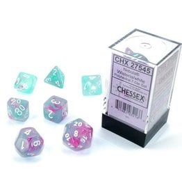 Chessex CHX27545 Nebula: Polyhedral Wisteria/white Luminary 7-Die Set