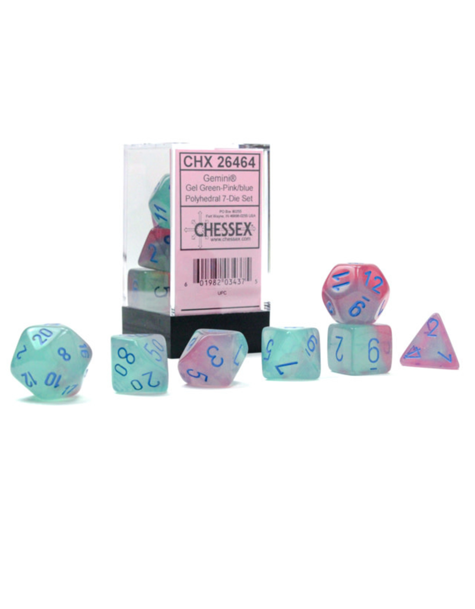 Chessex CHX26464 Gemini: Gel Green-Pink/blue (7)