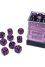Chessex CHX27987 Borealis: 12mm d6 Royal Purple/gold Luminary Dice Block (36 dice)