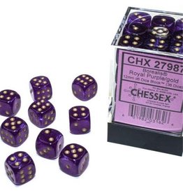 Chessex CHX27987 Borealis: 12mm d6 Royal Purple/gold Luminary Dice Block (36 dice)