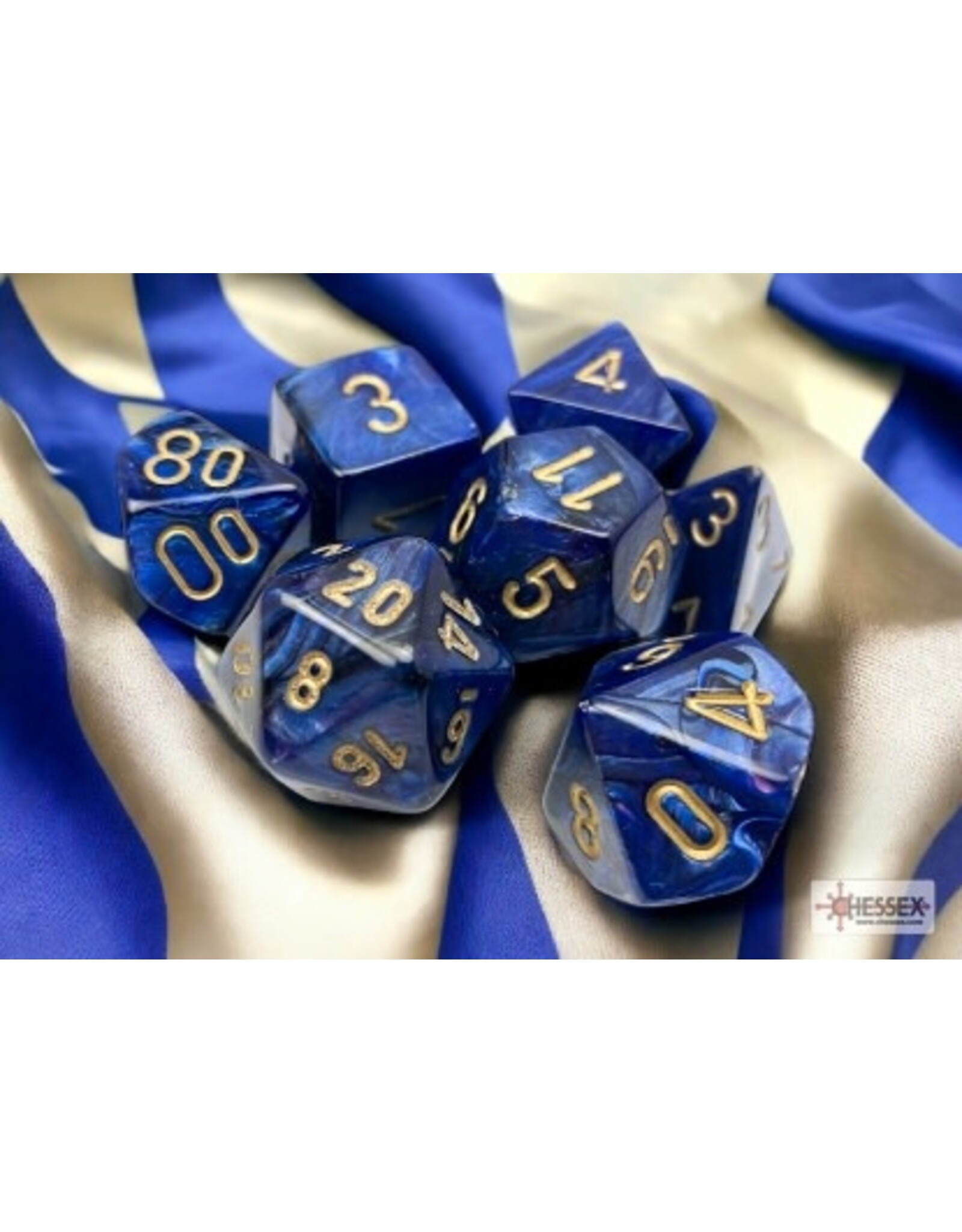 Chessex CHX27427 Scarab: Poly Set Royal Blue/Gold (7)