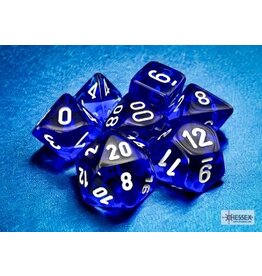 Chessex CHX23076 Gemini: Poly Translucent Blue-White 7-Die Set