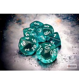 Chessex CHX23085 Gemini: Poly Translucent Teal-White 7-Die Set