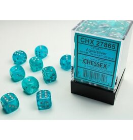 Chessex CHX27865 Cirrus: Aqua/Silver 12mm D6 block (36)