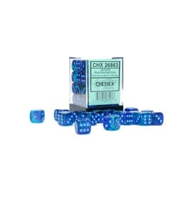 Chessex CHX26863 Gemini: 12mm d6 Blue-Blue/light blue Luminary Dice Block (36 dice)