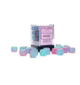 Chessex CHX26864 Gemini: 12mm d6 Gel Green-Pink/blue Luminary Dice Block (36 dice)
