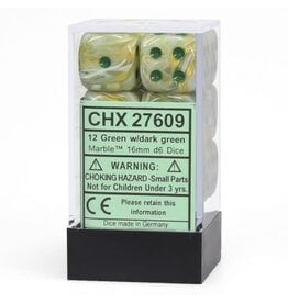 Chessex CHX27609 16mm D6 Marble Green/Dark Green (12)
