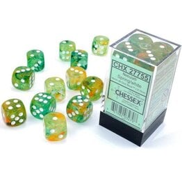 Chessex CHX27755  Nebula: 16mm d6 Spring/white Luminary Dice Block (12 dice)