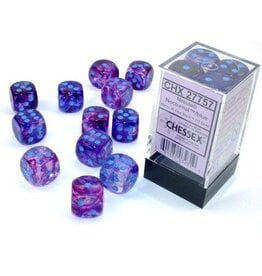 Chessex CHX27757  Nebula: 16mm d6 Nocturnal/blue Luminary Dice Block (12 dice)