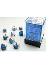 Chessex CHX26857 Gemini 5: 12mm D6 Astral Blue-White/red Dice (36 dice)