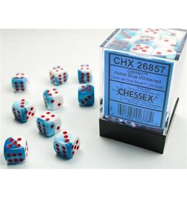 Chessex CHX26857 Gemini 5: 12mm D6 Astral Blue-White/red Dice (36 dice)