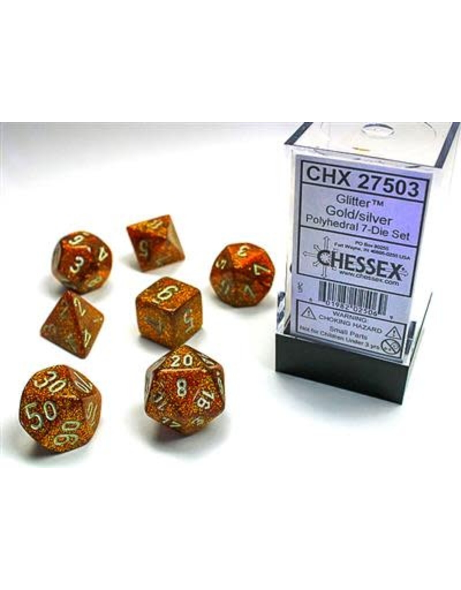 Chessex CHX27503 Glitter Polyhedral Gold/silver 7-Die Set