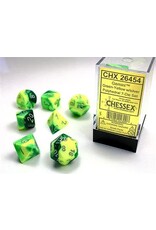 Chessex CHX26454 Gemini Polyhedral Green-Yellow/silver 7-Die Set