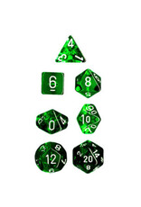 Chessex CHX20375 Translucent: Mini-Polyhedral Green/white 7-Die Set