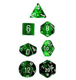 Chessex CHX20375 Translucent: Mini-Polyhedral Green/white 7-Die Set