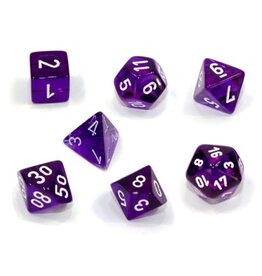 Chessex CHX20377 Translucent: Mini-Polyhedral Purple/white 7-Die Set