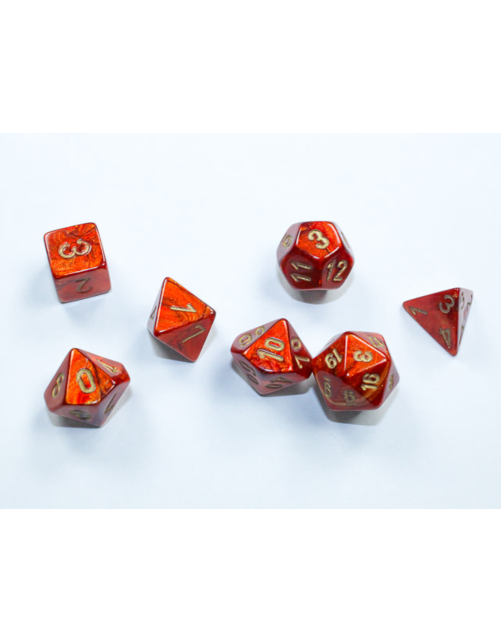Chessex CHX20414 Scarab: Mini-Polyhedral Scarlet/gold 7-Die Set