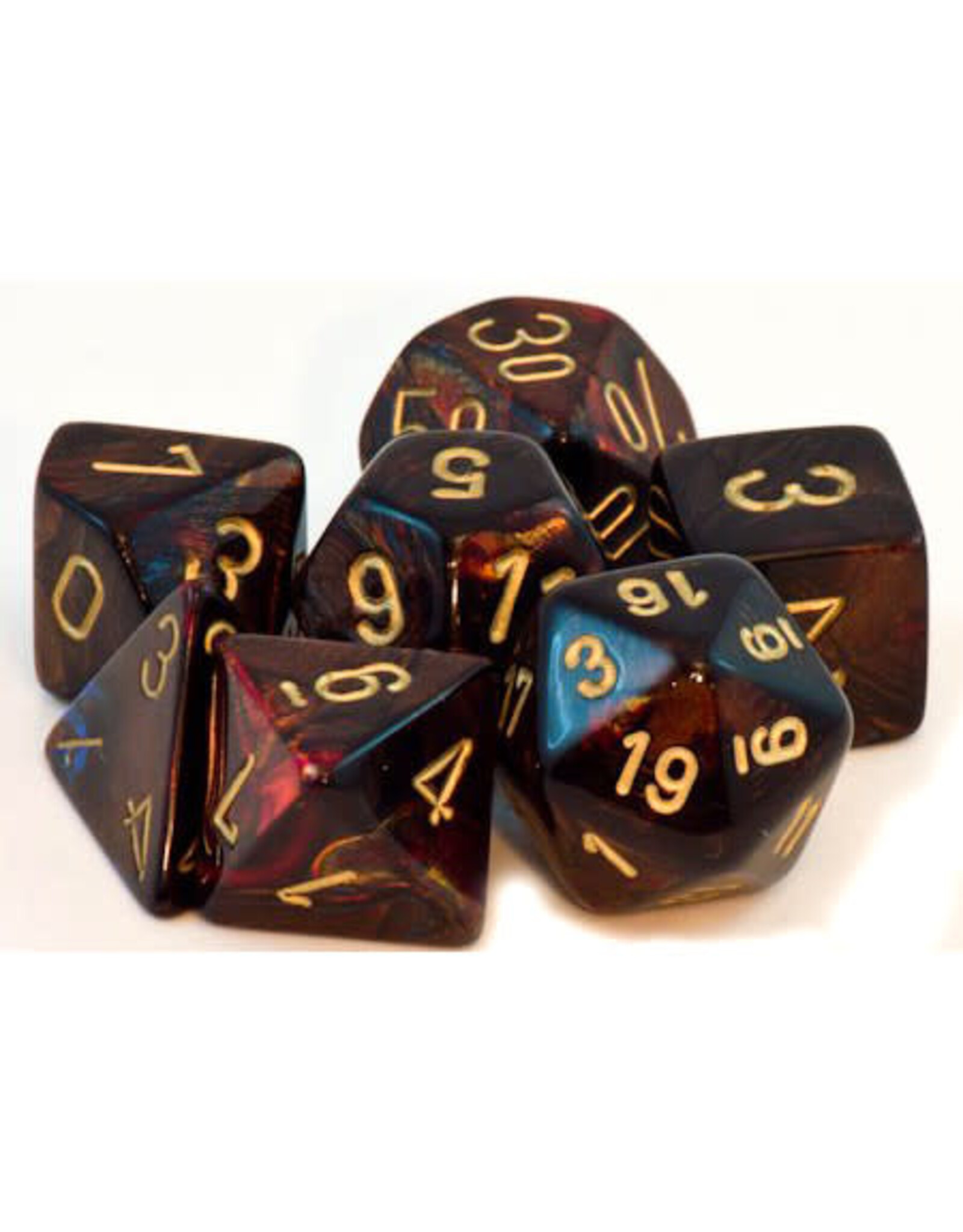 Chessex CHX20419 Scarab: Mini-Polyhedral Blue Blood/gold 7-Die Set